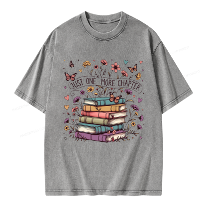 Pagewing Floral Books Unisex Washed T-shirt