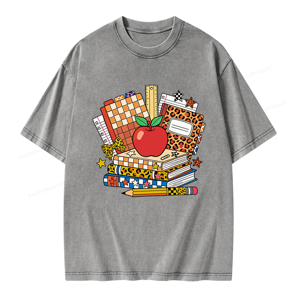 Pagewing Coquette Back To School Unisex Washed T-shirt