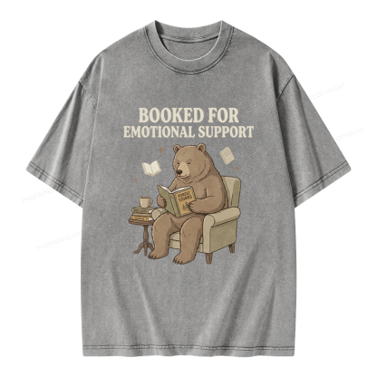 Pagewings Booked For Emotional Support Unisex Washed T-shirt