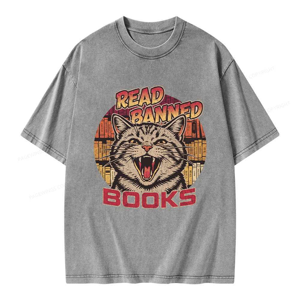Pagewing Read Banned Books Unisex Washed T-shirt