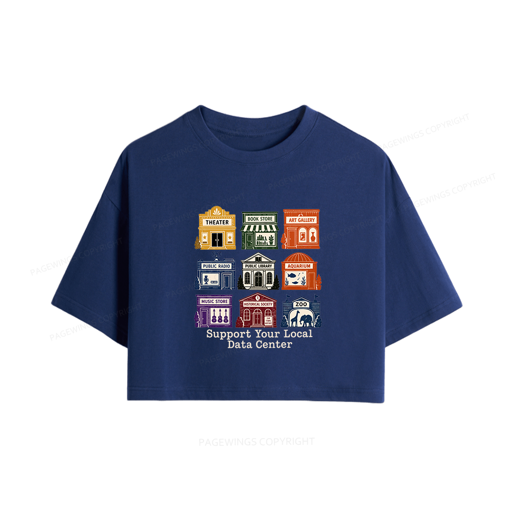 Pagewing Support Your Local Data Center16102 Book Women Crop Tops