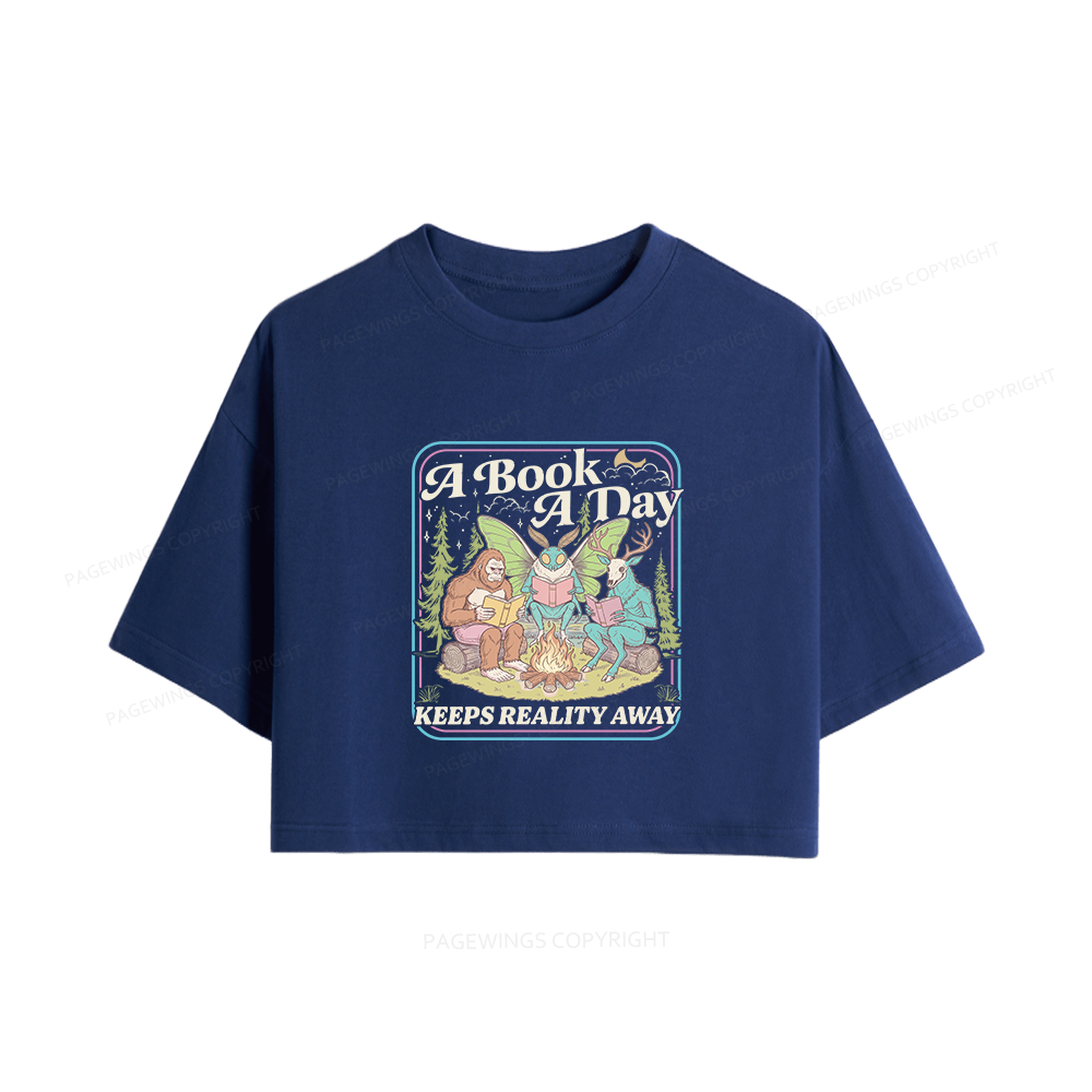 Pagewings A Book A Day Keeps Reality Away15910 Book Women Crop Tops