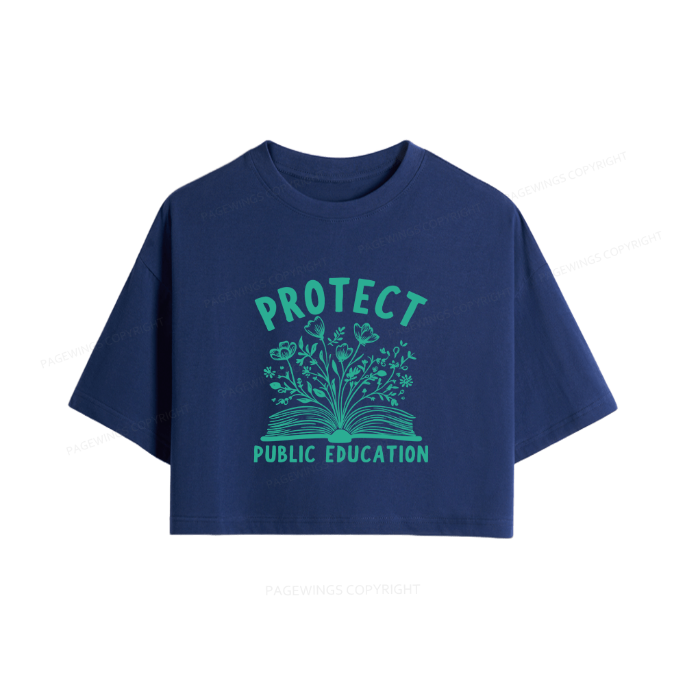 Pagewings Protect Public Education15808 Book Women Crop Tops
