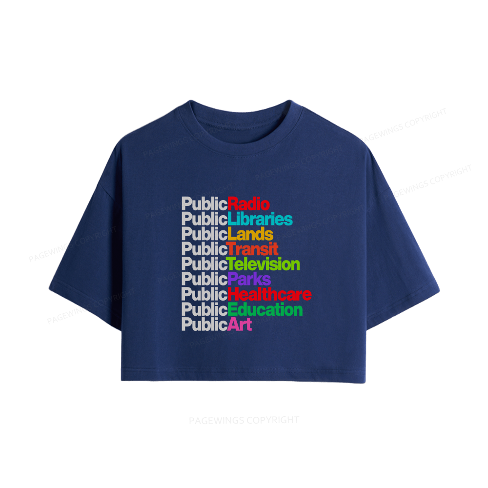 Pagewings Personalized Public Libraries Book Women Crop Tops