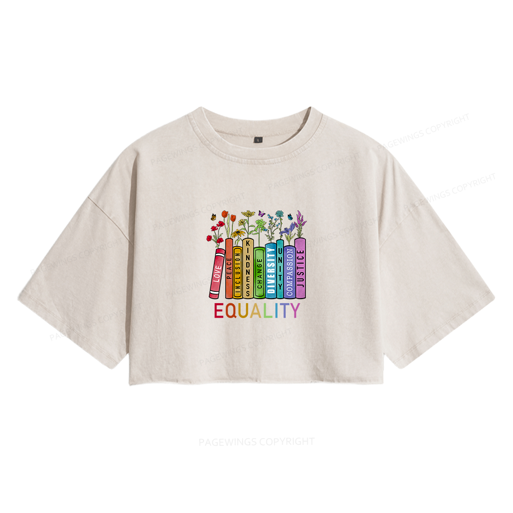 Pagewings Equal Rights Women's Washed Cropped T-shirt