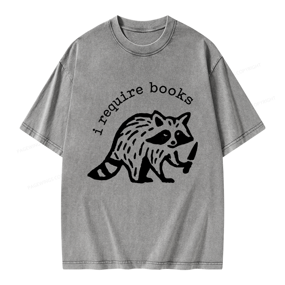 Pagewings I Require Books Unisex Washed T-shirt