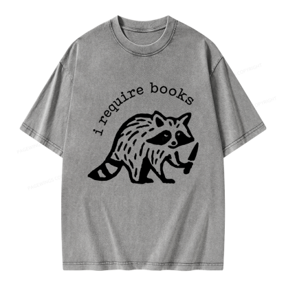 Pagewings I Require Books Unisex Washed T-shirt