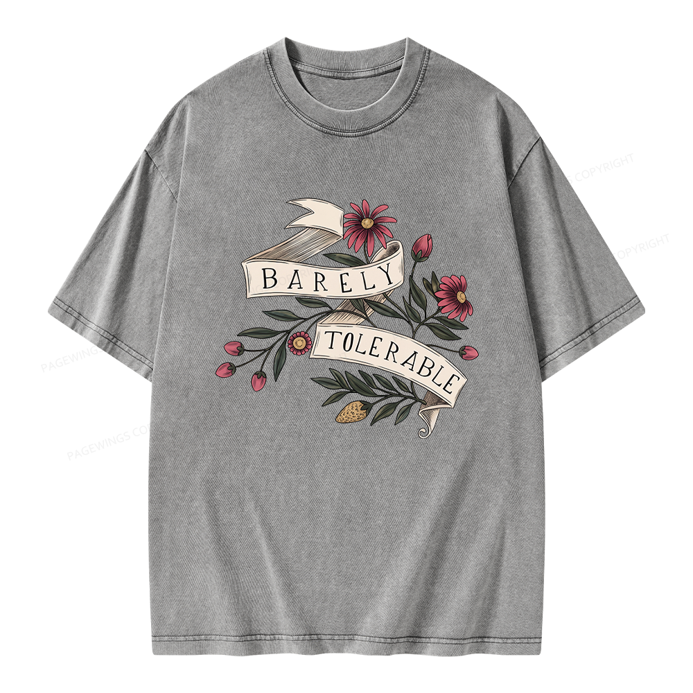 Pagewings Barely Tolerable Unisex Washed T-shirt