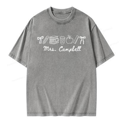 Pagewings Personalized Name Teacher Unisex Washed T-shirt