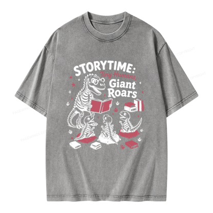 Pagewings School Librarian Dinosaur Unisex Washed T-shirt