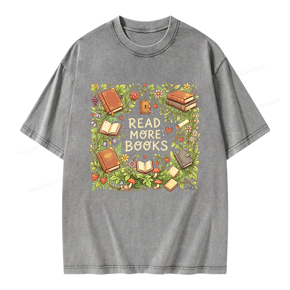 Pagewings Read More Books Unisex Washed T-shirt