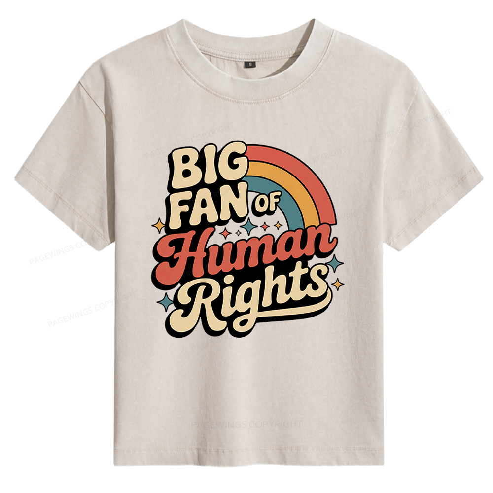 Pagewings Big Fan of Human Rights 15448 Bookish Women's Washed T-shirt