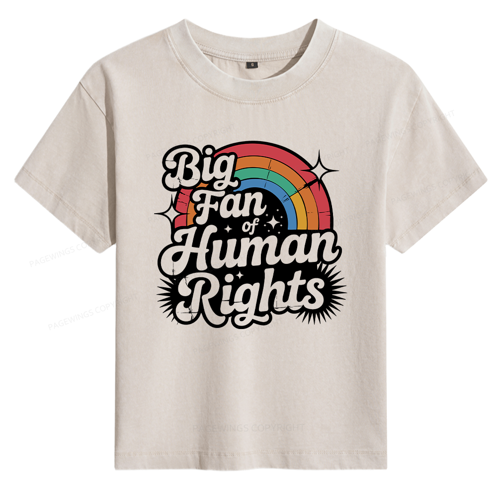 Pagewings Big Fan of Human Rights 15985 Bookish Women's Washed T-shirt