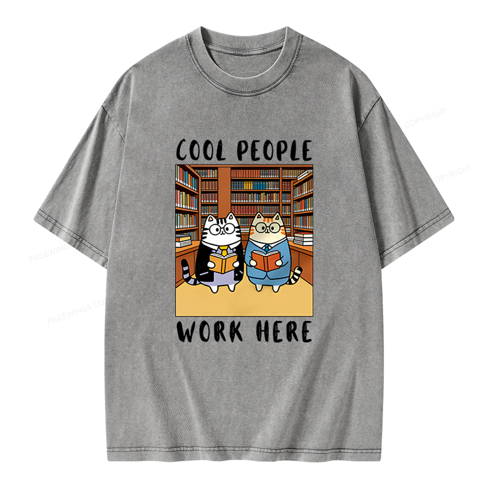 Pagewings Cool People Work Here Unisex Washed T-shirt