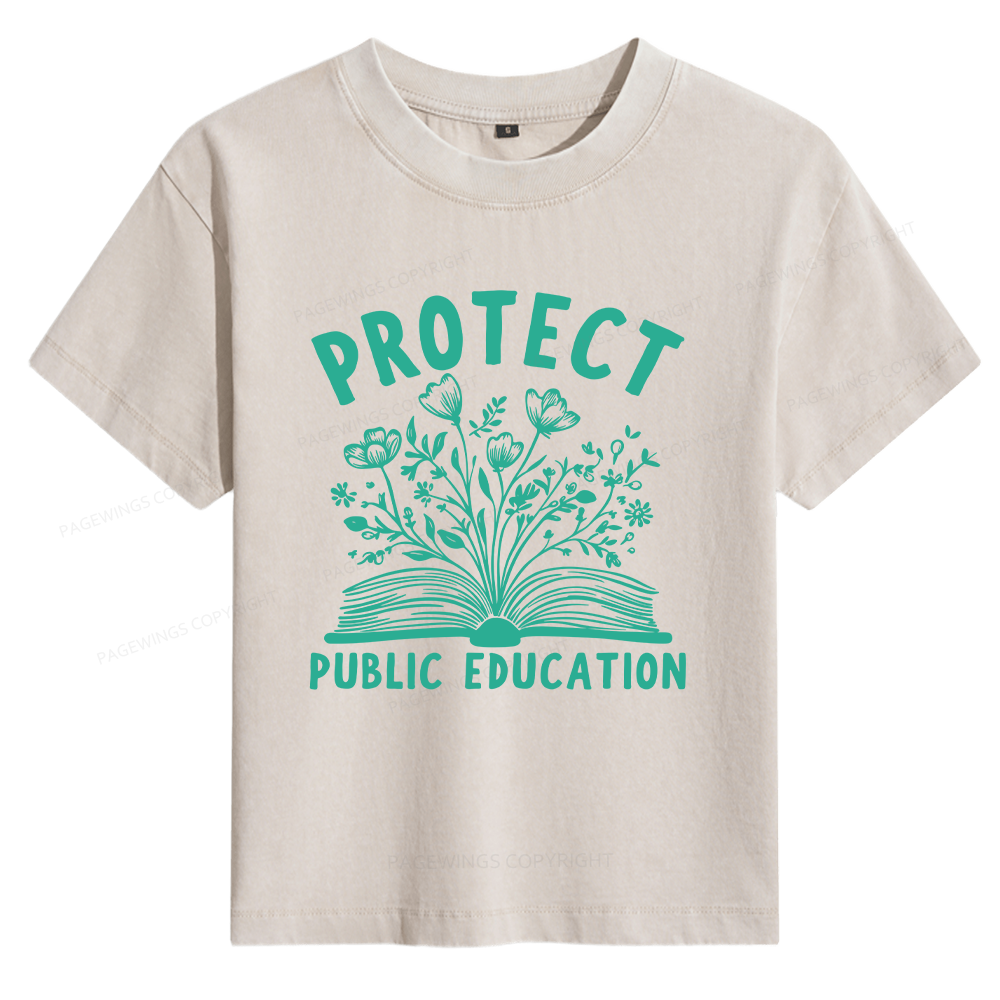 Pagewings Protect Public Education 15808 Bookish Women's Washed T-shirt