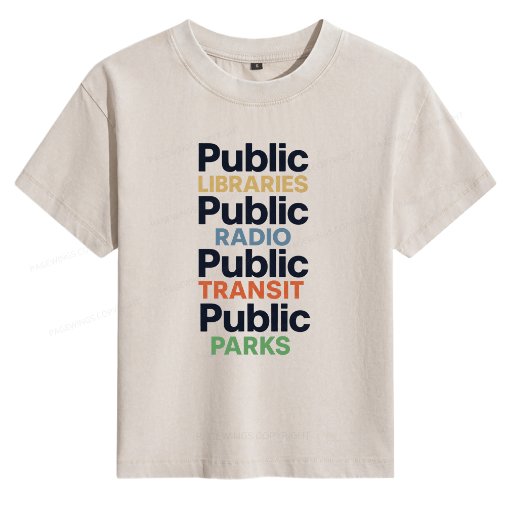 Pagewings Public Libraries 15687 Bookish Women's Washed T-shirt