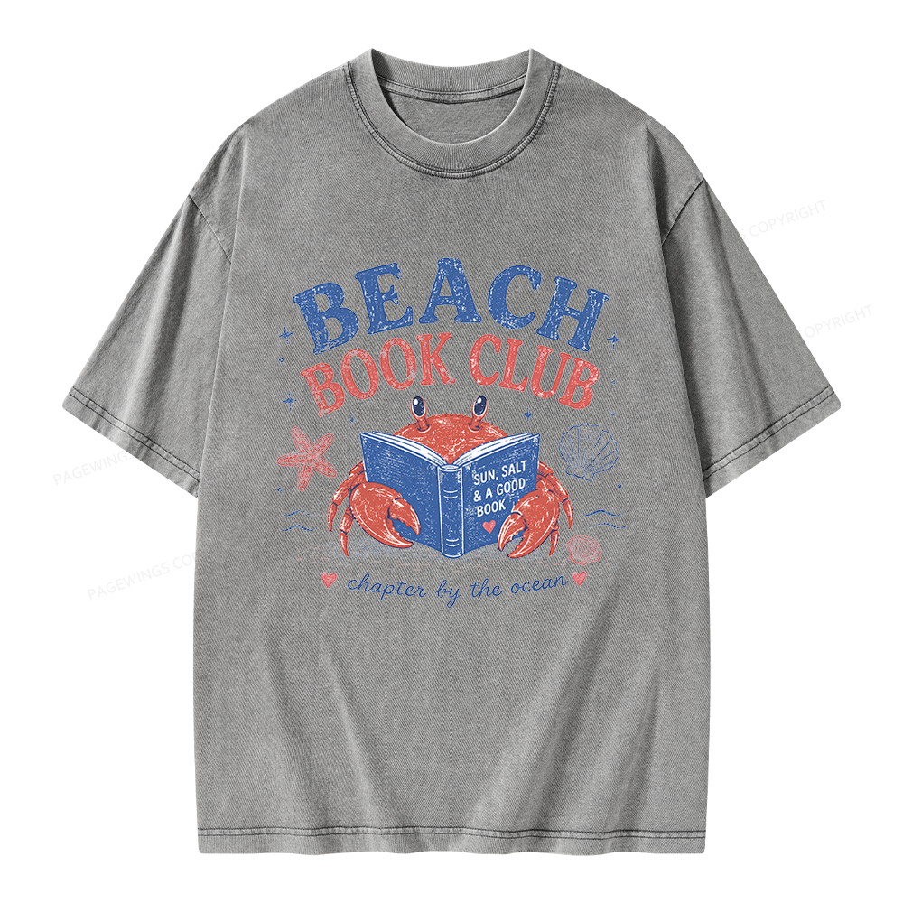 Pagewings Beach Book Club Unisex Washed T-shirt