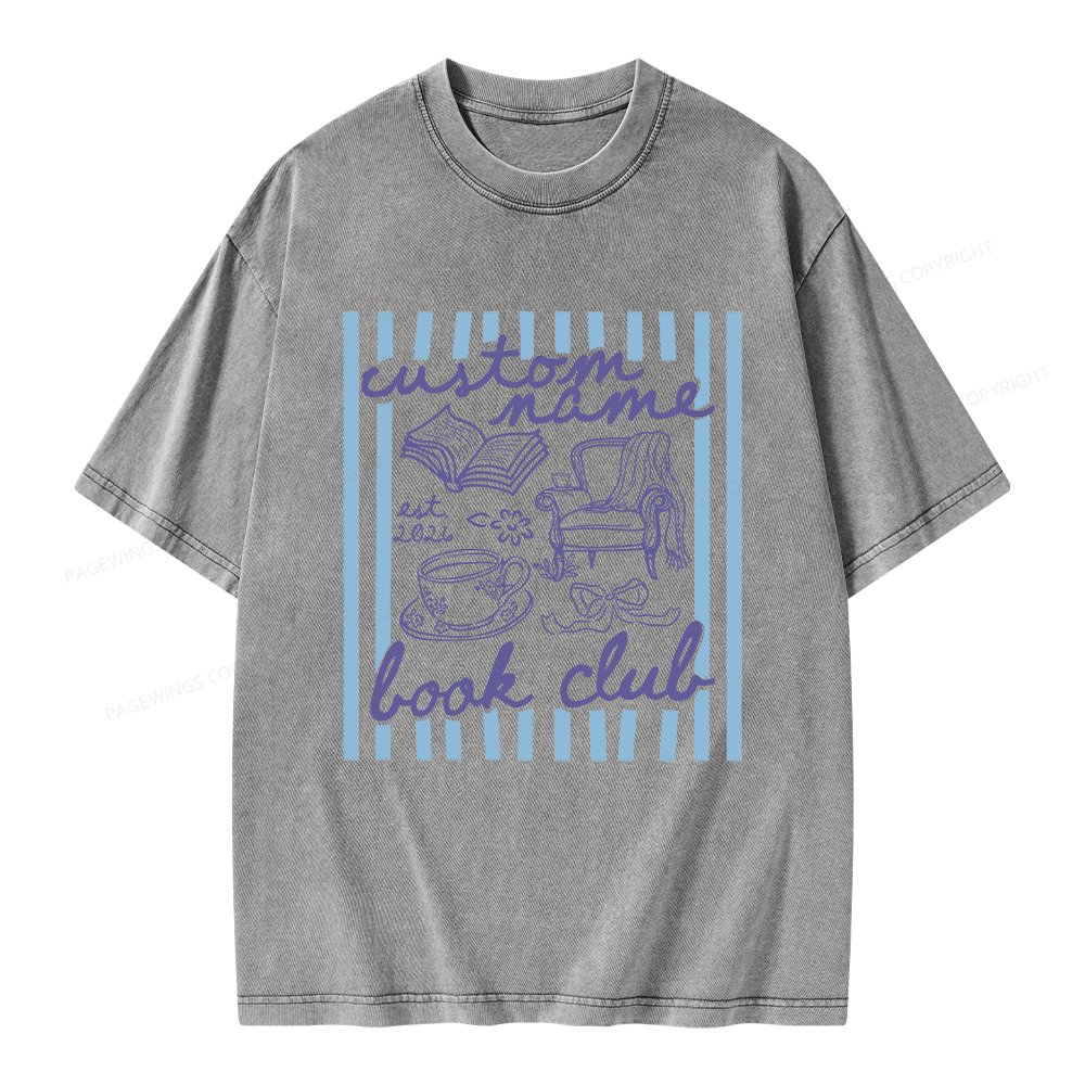 Pagewings Personalized Book Club Unisex Washed T-shirt