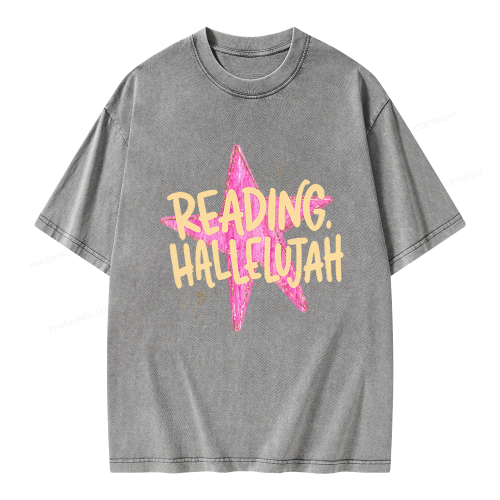 Pagewings Reading Hallelujah Unisex Washed T-shirt
