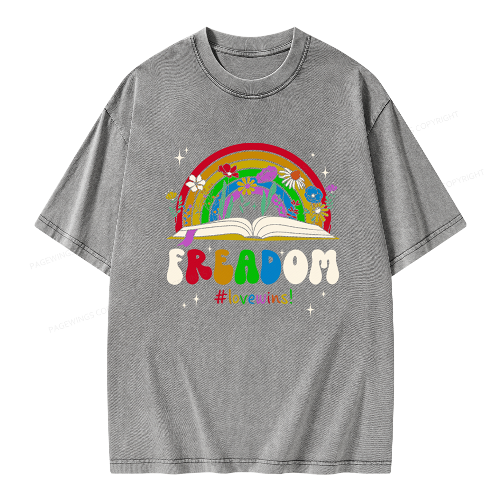 Pagewings Read Banned Books Unisex Washed T-shirt