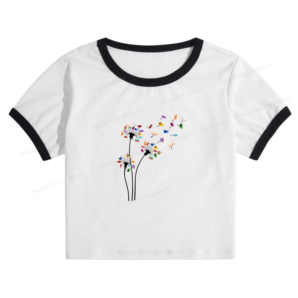 Pagewings Cute Dandelion Books Flower Fly 10035 Bookish Baby Tee Cropped Ringer T-Shirt