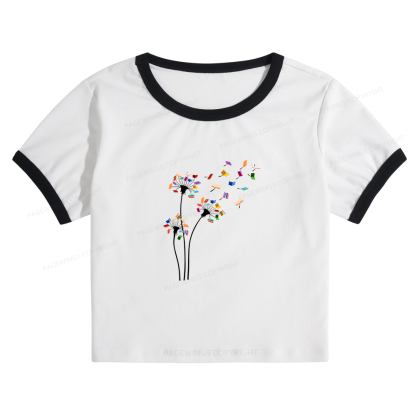 Pagewings Cute Dandelion Books Flower Fly 10035 Bookish Baby Tee Cropped Ringer T-Shirt