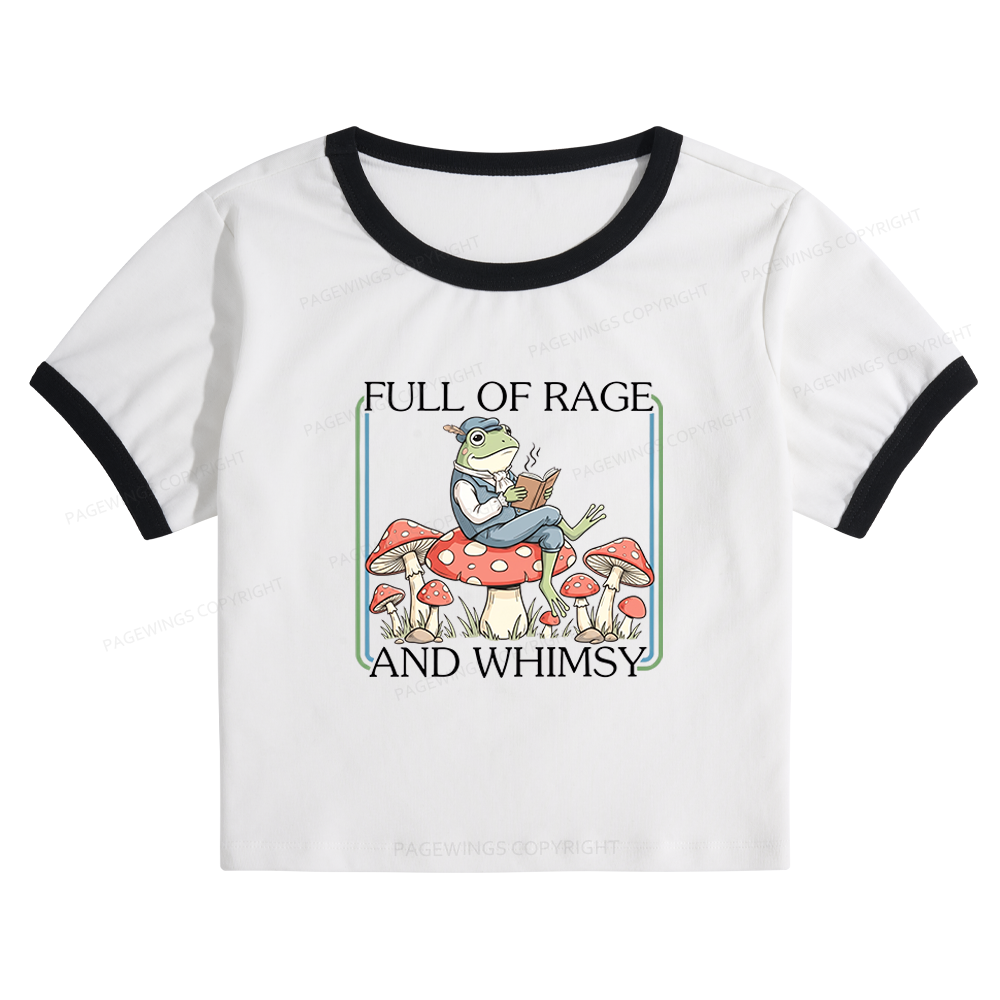 Pagewings Full Of Rage and Whimsy 15482 Bookish Baby Tee Cropped Ringer T-Shirt