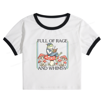 Pagewings Full Of Rage and Whimsy 15482 Bookish Baby Tee Cropped Ringer T-Shirt