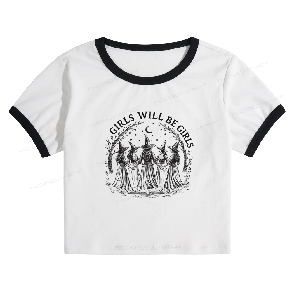 Pagewings Girls Will Be Girls 15692 Bookish Baby Tee Cropped Ringer T-Shirt