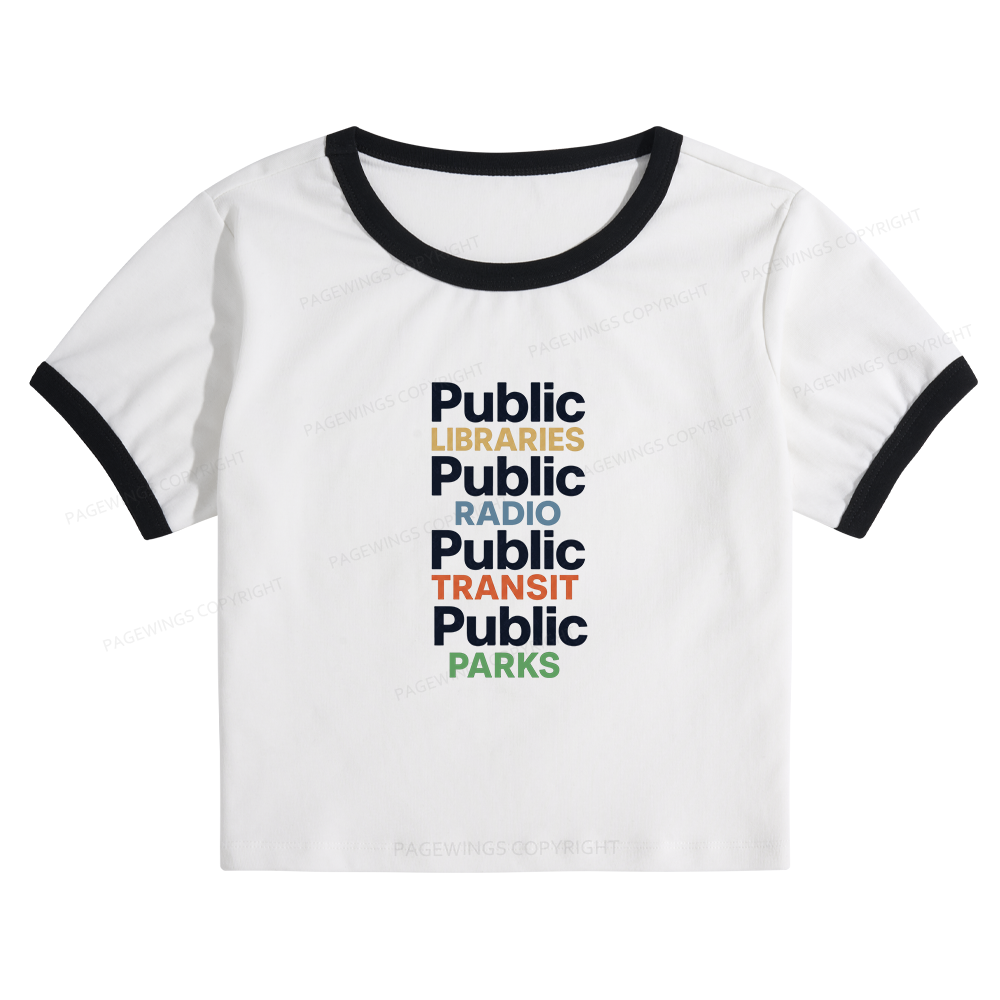 Pagewings Public Libraries 15687 Bookish Baby Tee Cropped Ringer T-Shirt