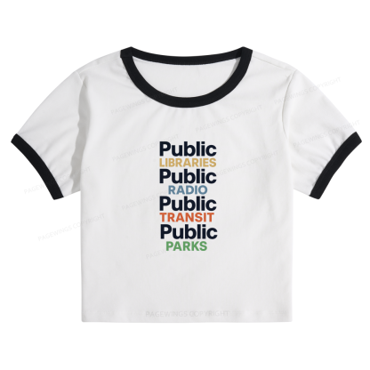 Pagewings Public Libraries 15687 Bookish Baby Tee Cropped Ringer T-Shirt
