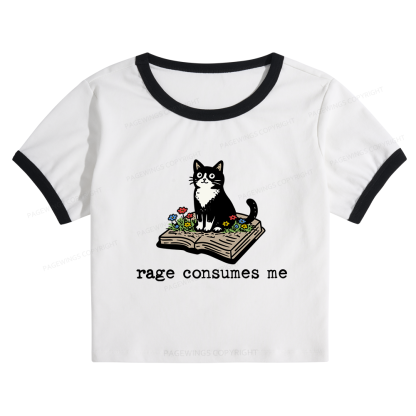 Pagewings Rage Consumes Me 14671 Bookish Baby Tee Cropped Ringer T-Shirt