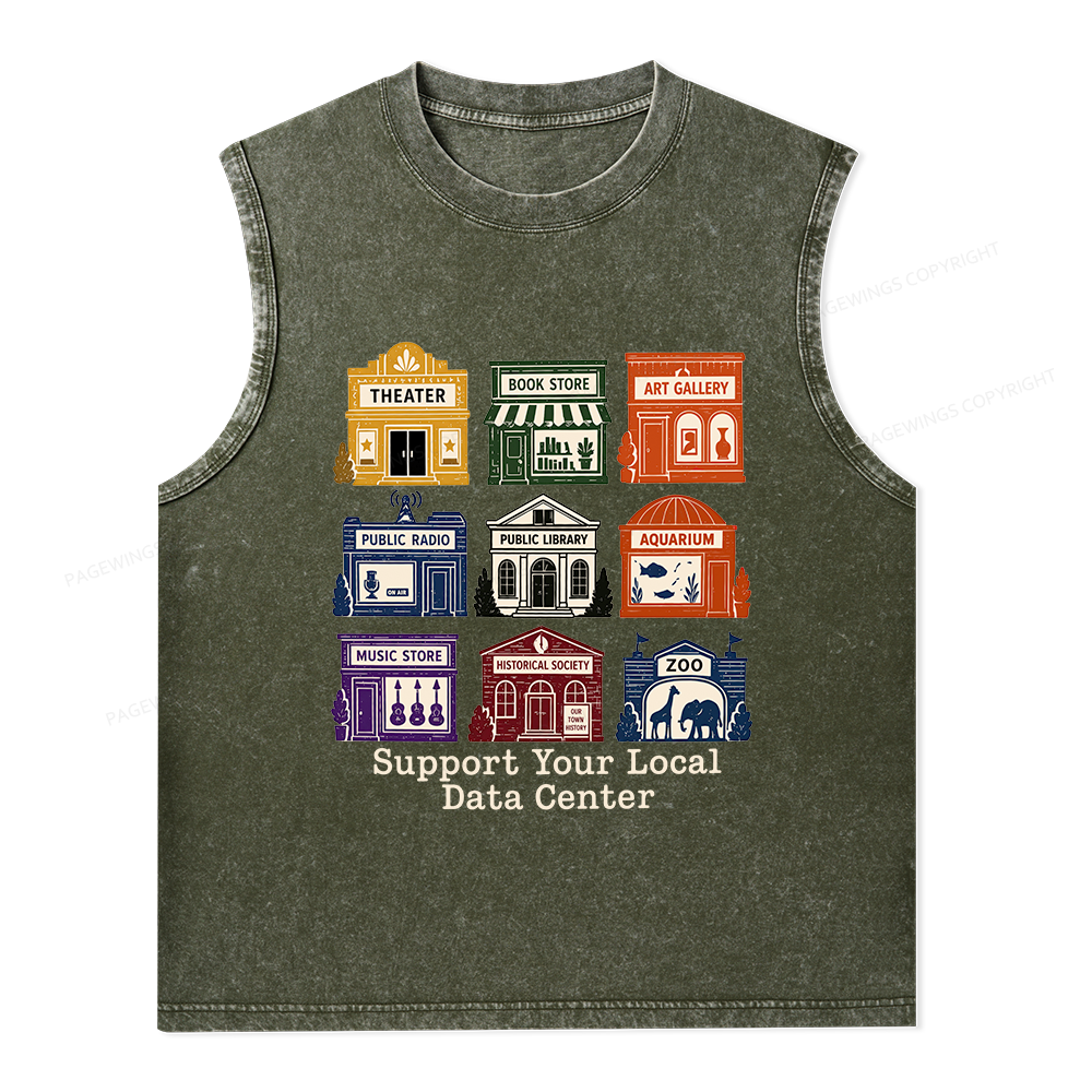 Pagewing Support Your Local Data Center16102 Bookish Unisex Washed Tank Top