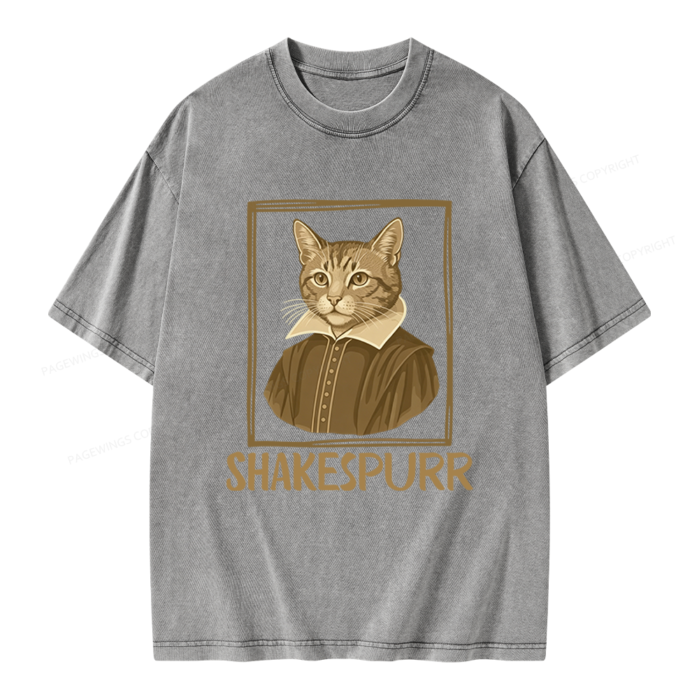 Pagewings Shakespurr Unisex Washed T-shirt
