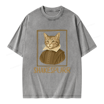 Pagewings Shakespurr Unisex Washed T-shirt