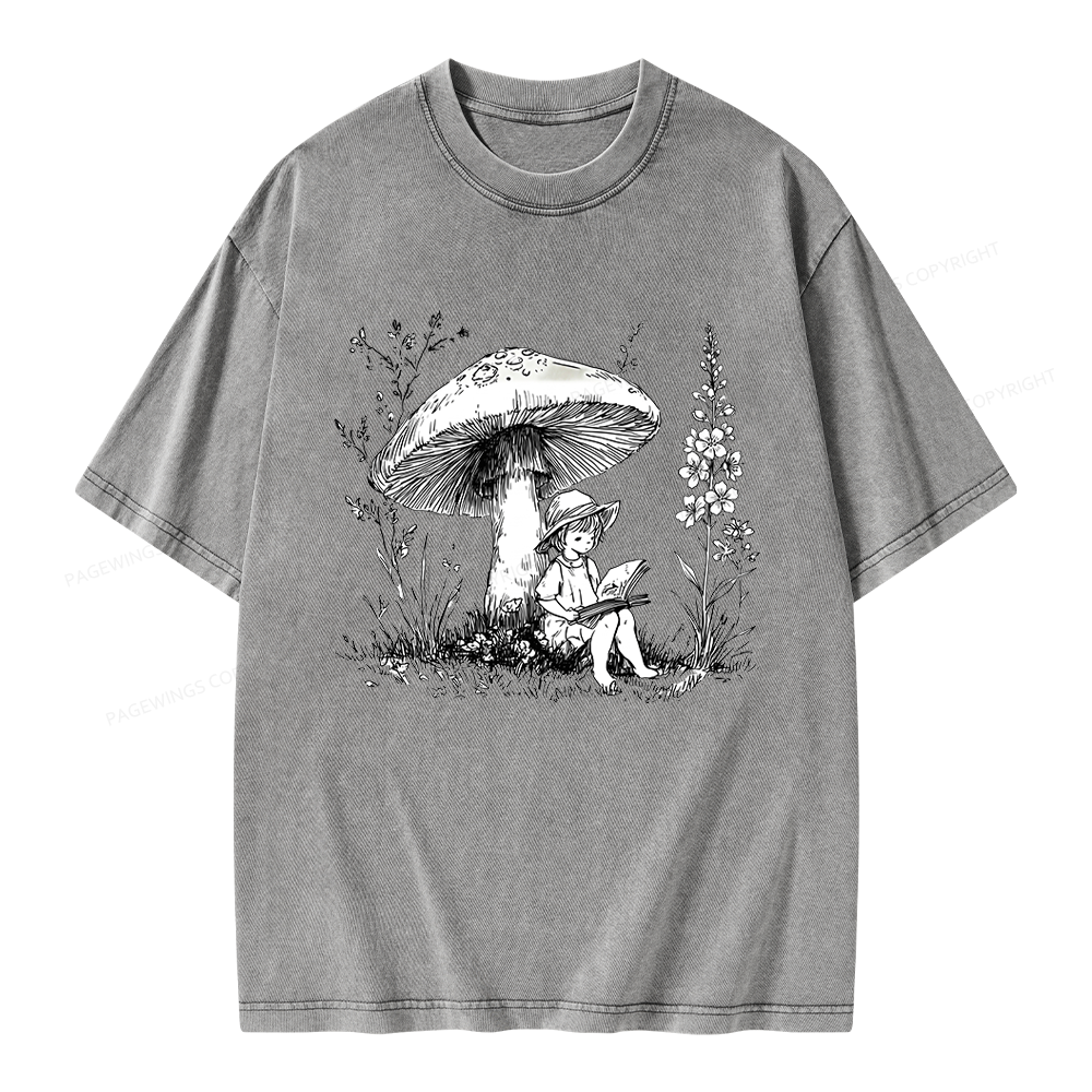 Pagewings Woodland Girl Reading Unisex Washed T-shirt