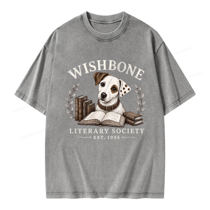 Pagewings Wishbone Literary Society Unisex Washed T-shirt