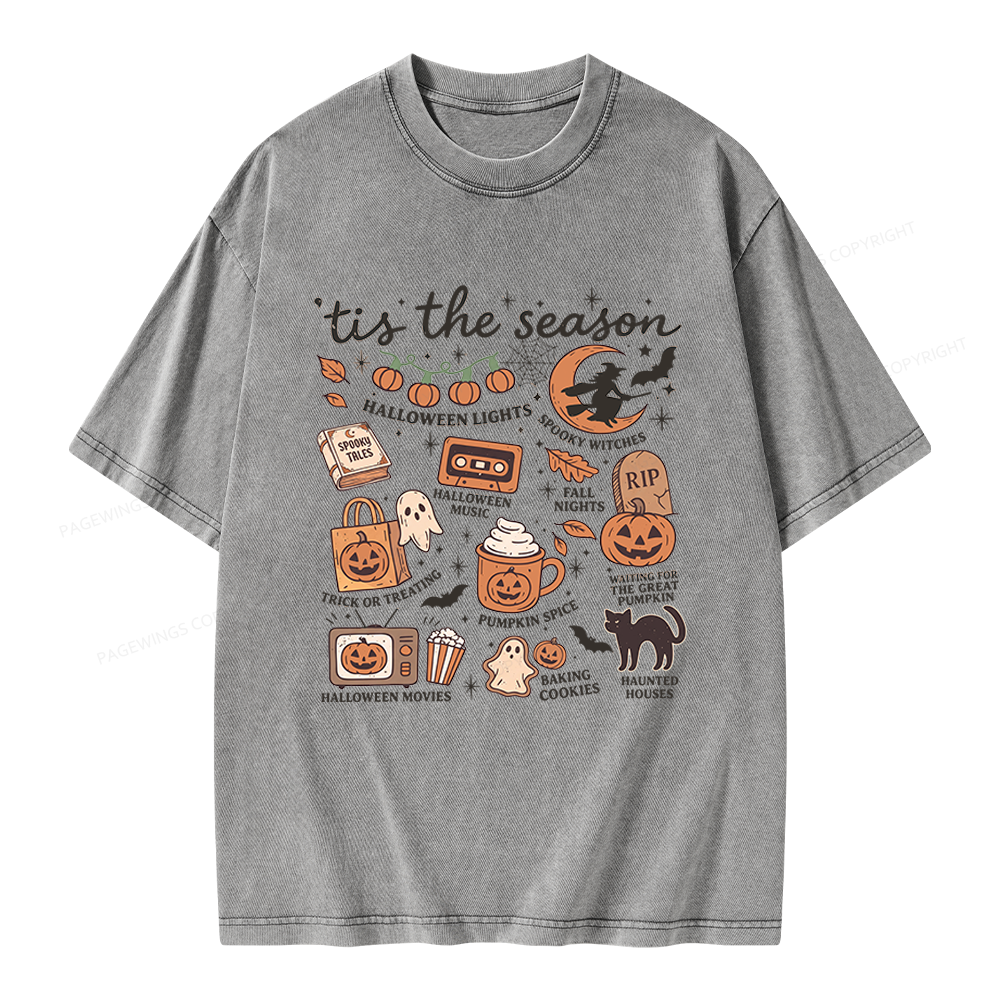 Pagewing Vintage Halloween Unisex Washed T-shirt