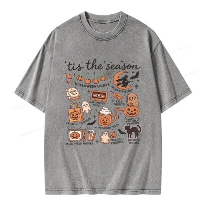 Pagewing Vintage Halloween Unisex Washed T-shirt