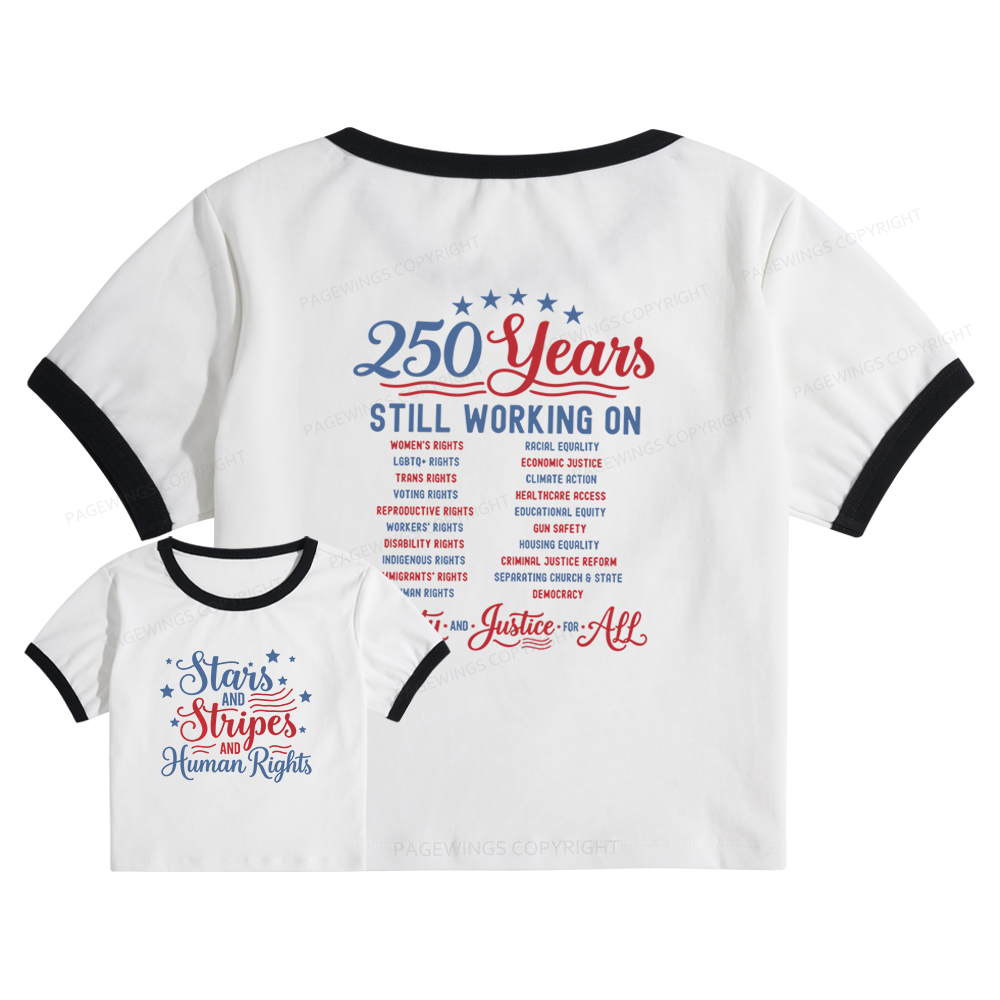 Pagewings Stars and Stripes And Human Rights 15940 Bookish Baby Tee Cropped Ringer T-Shirt