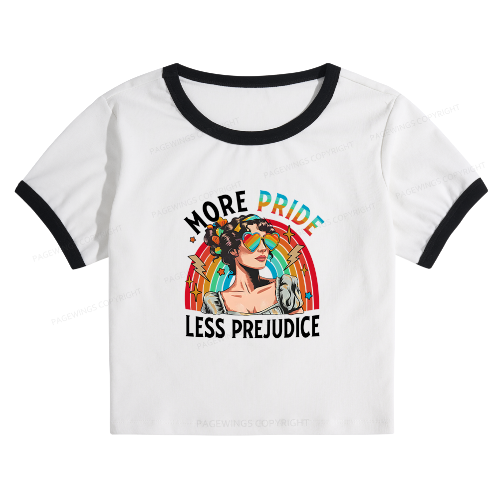 Pagewings More Pride Less Prejudice 12303 Bookish Baby Tee Cropped Ringer T-Shirt
