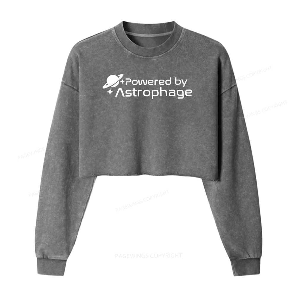 Pagewings Science Fiction Lover Washed Crop Sweatshirt