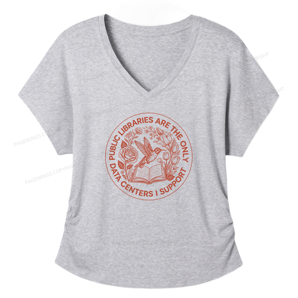 Pagewings Public Libraries are the only Data Centers I Support Soft Women's Modal V-neck T-shirt  