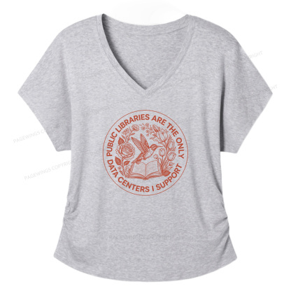Pagewings Public Libraries are the only Data Centers I Support Soft Women's Modal V-neck T-shirt  
