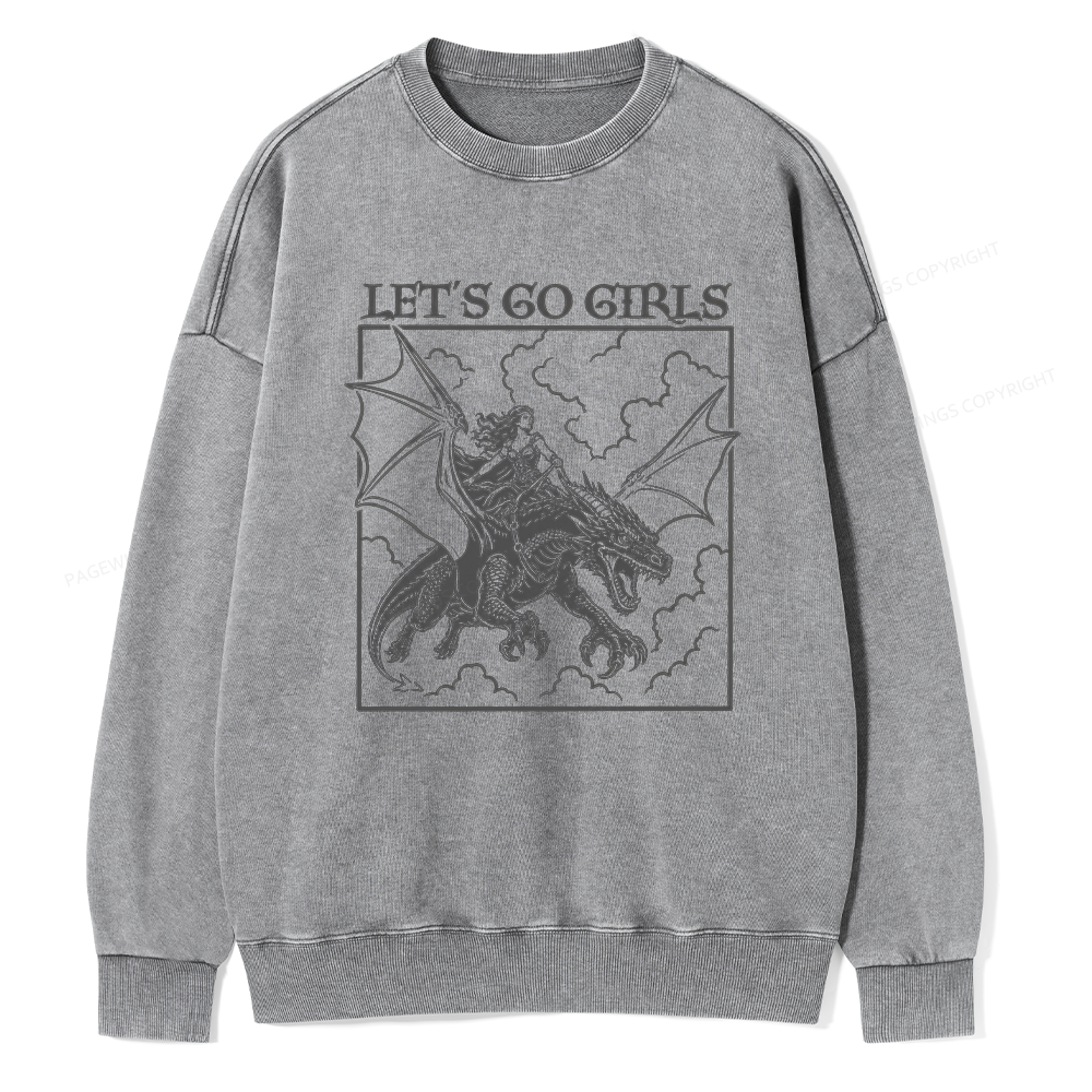 Pagewing Let's Go Girls16145 Read Unisex Washed Sweatshirt