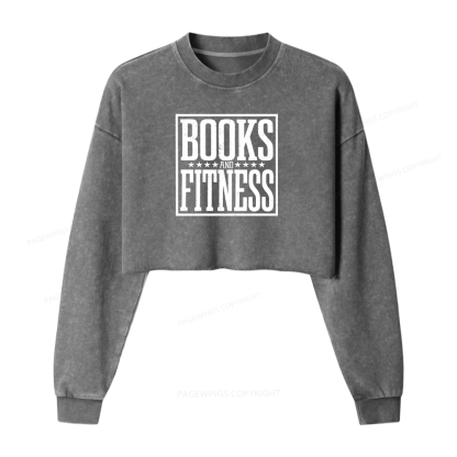 Pagewings Books And Fitness Washed Crop Sweatshirt
