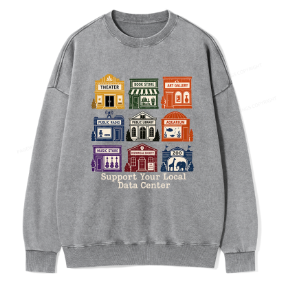 Pagewing Support Your Local Data Center16102 Read Unisex Washed Sweatshirt