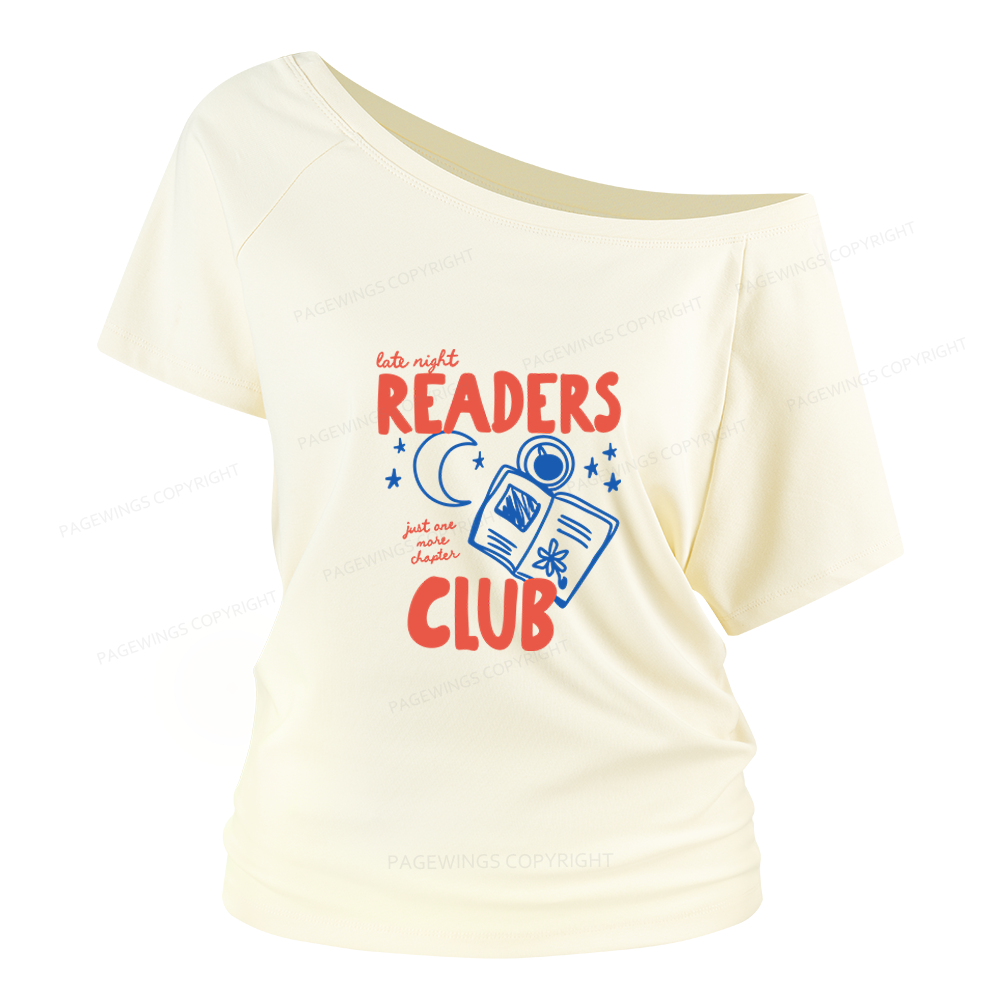 Pagewings Late Night Readers Club Women Off Shoulder T-shirts