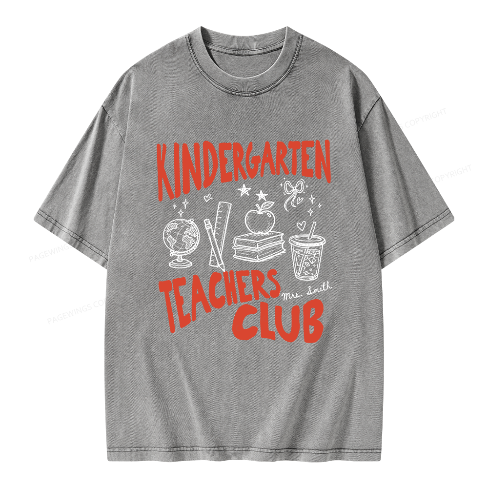 Pagewing Personalized Kindergarten Unisex Washed T-shirt
