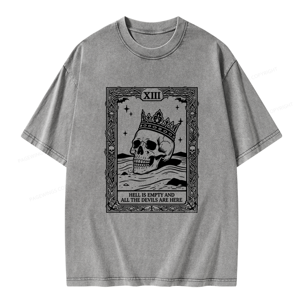 Pagewing Hell Is Empty And All The Devils Are Here Unisex Washed T-shirt